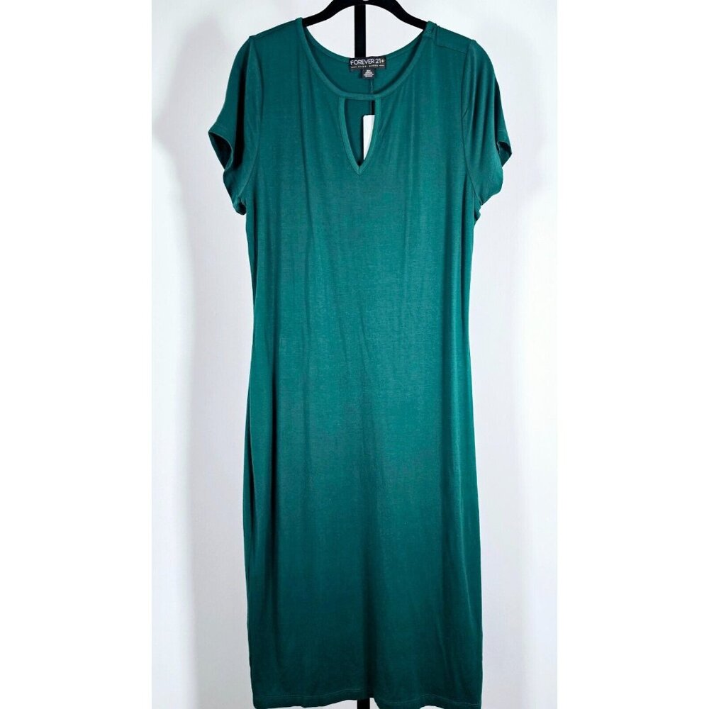 Forever 21 Plus Peephole Tee Short Sleeve Dress - Green - SZ 3X